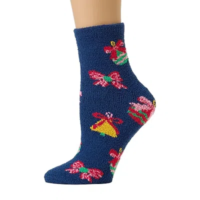 Mixit Warm And Soft Holiday Themed Socks Womens 1 Pair Crew Socks In Blue
