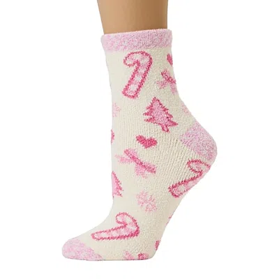 Mixit Warm And Soft Holiday Themed Socks Womens 1 Pair Crew Socks In Pink