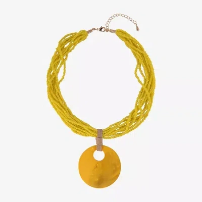 Mixit Womens 16 Inch Beaded Necklace In Yellow