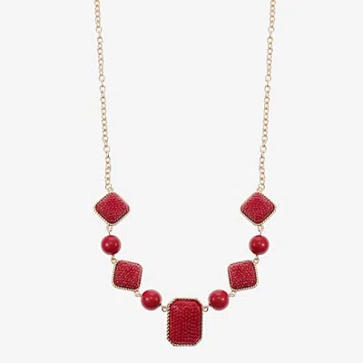Mixit Womens 17 Inch Collar Necklace In Red