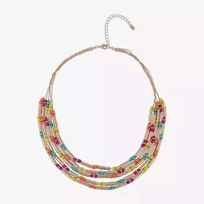 Mixit Womens 18 Inch Beaded Necklace In Metallic