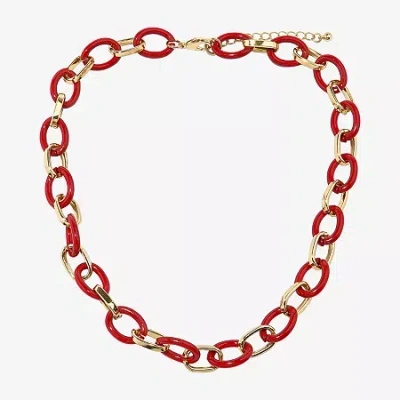 Mixit Womens 18 Inch Link Necklace In Red