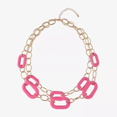 Mixit Womens 19 Inch Link Necklace In Pink