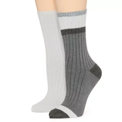 Mixit Womens 2 Pair Crew Socks In Black
