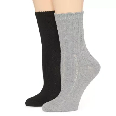 Mixit Womens 2 Pair Crew Socks In Gray