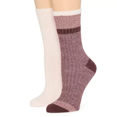 Mixit Womens 2 Pair Crew Socks In Red