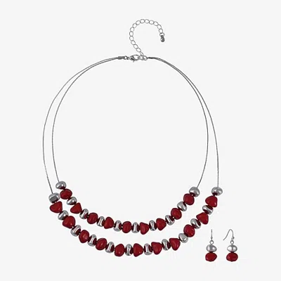 Mixit Womens 2-pc. Necklace Set In Red