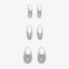 Mixit Womens 3 Pair Earring Set In Silver