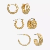 Mixit Womens 3 Pair Earring Set In Gold