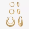 Mixit Womens 3 Pair Earring Set In Gold