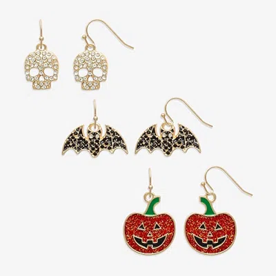Mixit Womens 3 Pair Earring Set In Yellow