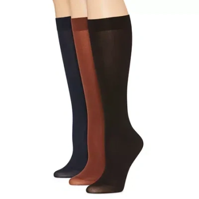 Mixit Womens 3 Pair Plus Tall Trouser Socks In Brown