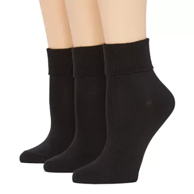Mixit Womens 3 Pair Turncuff Socks In Black