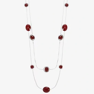 Mixit Womens 33 Inch Illusion Necklace In Silver