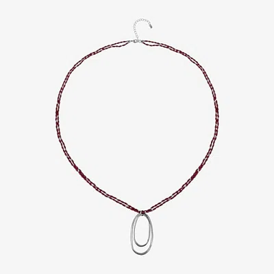 Mixit Womens 34 Inch Beaded Necklace In Red