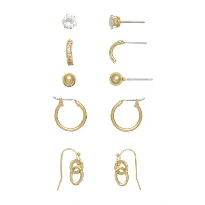 Mixit Womens 5 Pair Earring Set In Gold