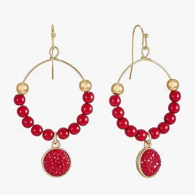 Mixit Womens 57mm Hoop Earrings In Red