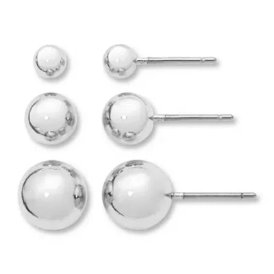 Mixit Womens Ball Hypoallergenic 3 Pair Earring Set In Silver