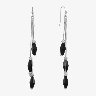 Mixit Womens Black Drop Earrings In Multi