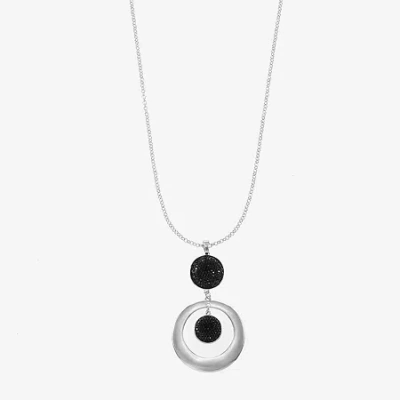 Mixit Womens Black Round 24 Inch Pendant Necklace In Multi
