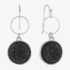 Mixit Womens Black Round Drop Earrings In Metallic