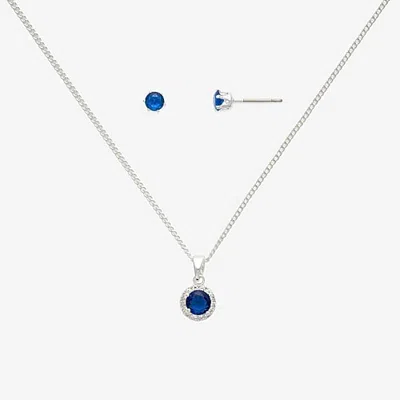 Mixit Womens Blue Cubic Zirconia 3-pc. Pendant Necklace Set In Silver