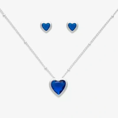 Mixit Womens Blue Cubic Zirconia Heart Hypoallergenic 3-pc. Jewelry Set In Metallic