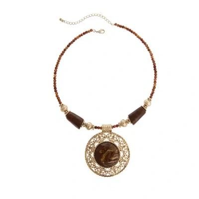 Mixit Womens Brown 16 Inch Pendant Necklace In Multi