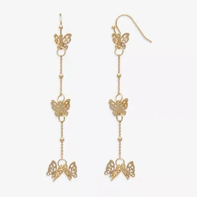 Mixit Womens Butterfly Drop Earrings In Yellow