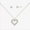 Mixit Womens Crystal Heart Hypoallergenic 2-pc. Jewelry Set In Silver