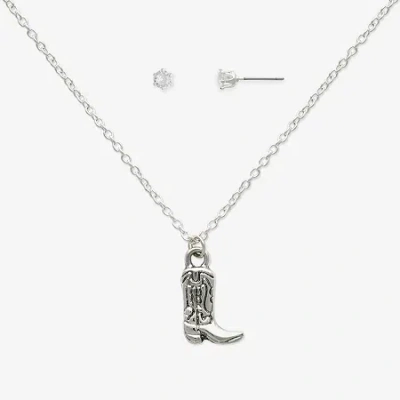 Mixit Womens Cubic Zirconia 2-pc. Jewelry Set In Silver