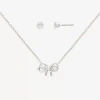 Mixit Womens Cubic Zirconia Bow Hypoallergenic 2-pc. Jewelry Set In Silver