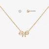 Mixit Womens Cubic Zirconia Bow Hypoallergenic 2-pc. Jewelry Set In Gold