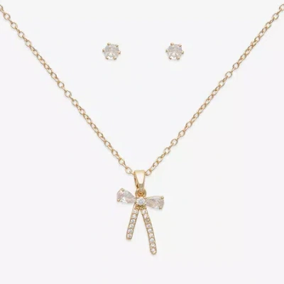 Mixit Womens Cubic Zirconia Bow Hypoallergenic 3-pc. Jewelry Set In Gold