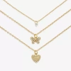 Mixit Womens Cubic Zirconia Butterfly Heart Hypoallergenic 3-pc. Necklace Set In Gold