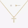 Mixit Womens Cubic Zirconia Cross Hypoallergenic 2-pc. Jewelry Set In Yellow