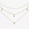 Mixit Womens Cubic Zirconia Cross Hypoallergenic 3-pc. Necklace Set In Gold