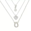 Mixit Womens Cubic Zirconia Flower Heart Hypoallergenic 3-pc. Necklace Set In White