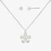 Mixit Womens Cubic Zirconia Flower Hypoallergenic 2-pc. Jewelry Set In Silver