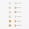 Mixit Womens Cubic Zirconia Flower Hypoallergenic 6 Pair Earring Set In Silver