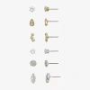 Mixit Womens Cubic Zirconia Flower Star Hypoallergenic 6 Pair Earring Set In Multi