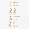 Mixit Womens Cubic Zirconia Heart 5 Pair Earring Set In Gold