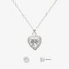 Mixit Womens Cubic Zirconia Heart Hypoallergenic 2-pc. Jewelry Set In Gray