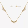 Mixit Womens Cubic Zirconia Heart Hypoallergenic 2-pc. Jewelry Set In Gold