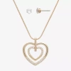 Mixit Womens Cubic Zirconia Heart Hypoallergenic 2-pc. Jewelry Set In Gold