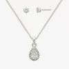 Mixit Womens Cubic Zirconia Hypoallergenic 2-pc. Jewelry Set In Silver