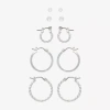 Mixit Womens Cubic Zirconia Hypoallergenic 5 Pair Earring Set In Silver
