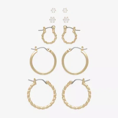 Mixit Womens Cubic Zirconia Hypoallergenic 5 Pair Earring Set In Gold