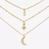 Mixit Womens Cubic Zirconia Moon Star Hypoallergenic 3-pc. Necklace Set In Gold