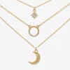 Mixit Womens Cubic Zirconia Moon Star Hypoallergenic 3-pc. Necklace Set In Yellow